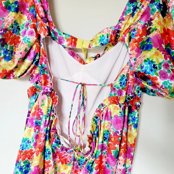 For Love And Lemons Merrill Puff Sleeve Mini Dress - Picture 10 of 14